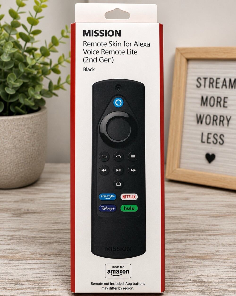 MISSION Remote Skin Black for Alexa Voice Remote Lite 2nd Gen Made for Amazon